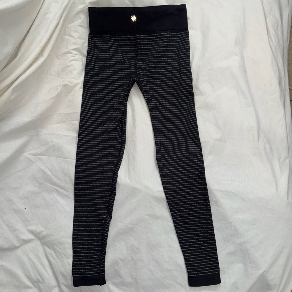 Athleta Shimmer stripe Black Leggings